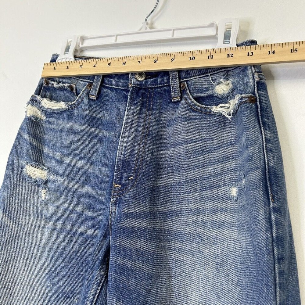 Abercrombie Fitch Annie High Rise Girlfriend Jeans Womens Size 25 Ankle Destoyed - Picture 6 of 10